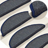 Tappetini per scale 30 pz 56x17x3 cm Grigio scuro e blu semicircolari