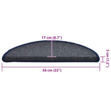 Tappetini per scale 30 pz 56x17x3 cm Grigio scuro e blu semicircolari