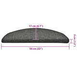 Tappetini per scale 30 pz 56x17x3 cm Grigio scuro Semicircolari