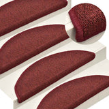 Tappetini per scale 30 pz 56x17x3 cm Bordeaux semicircolari
