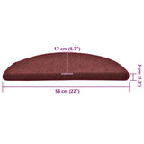 Tappetini per scale 30 pz 56x17x3 cm Bordeaux semicircolari