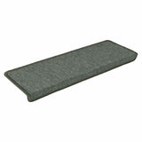 Tappetini per scale 30 pz 65x21x4 cm Verde scuro con bordo rettangolare