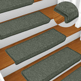 Tappetini per scale 30 pz 65x21x4 cm Verde scuro con bordo rettangolare