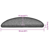Tappetini per scale 20 pz 56x17x3 cm Grigio scuro Semicircolari