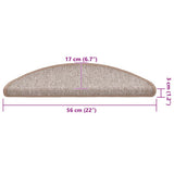 Tappetini per scale 20 pz 56x17x3 cm Marrone chiaro Semicircolari