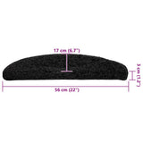 Tappetini per scale 30 pz 56x17x3 cm Nero Semicircolari