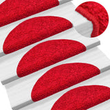 Tappetini per scale 30 pz 56x17x3 cm rossi semicircolari