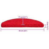 Tappetini per scale 30 pz 56x17x3 cm rossi semicircolari