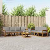 Set di divani da esterno 8 pcs Grigio Naturale e Chiaro