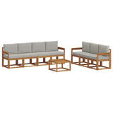 Set di divani da esterno 8 pcs Grigio Naturale e Chiaro