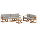 Set di divani da esterno 8 pcs Grigio Naturale e Chiaro