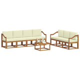 Set di divani da esterno con cuscino 8 pcs Naturale e Crema