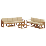 Set di divani da esterno con cuscino 9 pcs Naturale e Beige