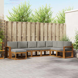 Set di divani da esterno 8 pcs Grigio Naturale e Chiaro