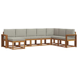 Set di divani da esterno 8 pcs Grigio Naturale e Chiaro