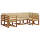 Set di divani da esterno con cuscino 6 pcs Naturale e Beige