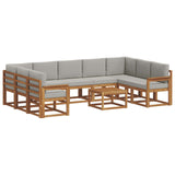 Set di divani da esterno 10 pcs Grigio Naturale e Chiaro