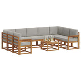 Set di divani da esterno 10 pcs Grigio Naturale e Chiaro