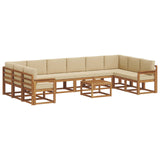Set di divani da esterno con cuscino 11 pcs Naturale e Beige