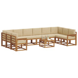 Set di divani da esterno con cuscino 11 pcs Naturale e Beige