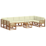 Set di divani da esterno con cuscino 11 pcs Naturale e Crema