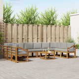 Set di divani da esterno 11 pcs Grigio Naturale e Chiaro