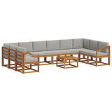 Set di divani da esterno 11 pcs Grigio Naturale e Chiaro