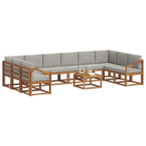 Set di divani da esterno 11 pcs Grigio Naturale e Chiaro