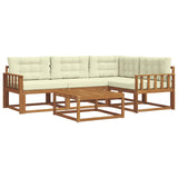 Set di divani da esterno con cuscino 5 pcs Naturale e Crema
