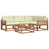 Set di divani da esterno con cuscino 5 pcs Naturale e Crema