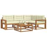 Set di divani da esterno con cuscino 5 pcs Naturale e Crema