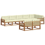 Set di divani da esterno con cuscino 8 pcs Naturale e Crema
