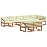 Set di divani da esterno con cuscino 8 pcs Naturale e Crema