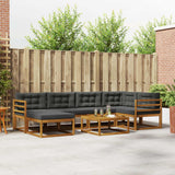 Set di divani da esterno con cuscino 7 pcs Naturale e Antracite