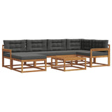 Set di divani da esterno con cuscino 7 pcs Naturale e Antracite