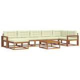Set di divani da esterno con cuscino 8 pcs Naturale e Crema