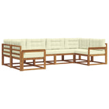 Set di divani da esterno con cuscino 6 pcs Naturale e Crema