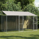 Gabbia per Cani con Tetto Argento 400 x 200 x 256 cm
