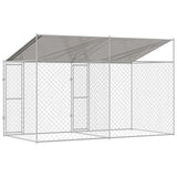 Gabbia per Cani con Tetto Argento 400 x 200 x 256 cm