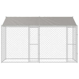 Gabbia per Cani con Tetto Argento 400 x 200 x 256 cm