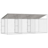 Gabbia per Cani con Tetto Argento 600 x 200 x 256 cm