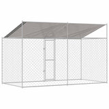 Gabbia per Cani con Tetto Argento 400 x 200 x 256 cm