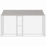 Gabbia per Cani con Tetto Argento 400 x 200 x 256 cm