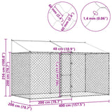 Gabbia per Cani con Tetto Argento 400 x 200 x 256 cm