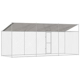 Gabbia per Cani con Tetto Argento 600 x 200 x 256 cm