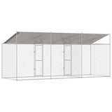 Gabbia per Cani con Tetto Argento 600 x 200 x 256 cm