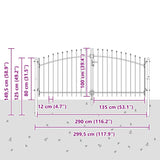 Cancello da giardino con blocco Grigio 100 x 300 cm Acciaio