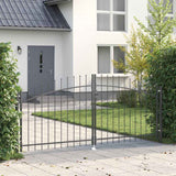 Cancello da giardino con blocco Grigio 125 x 300 cm Acciaio