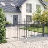 Cancello da giardino con blocco Grigio 125 x 300 cm Acciaio