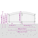 Cancello da giardino con blocco Grigio 125 x 300 cm Acciaio